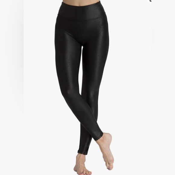 Faux Leather Leggings WomenTummyControlSeamless Stretch Pleather Pants XXL Black - Picture 2 of 8